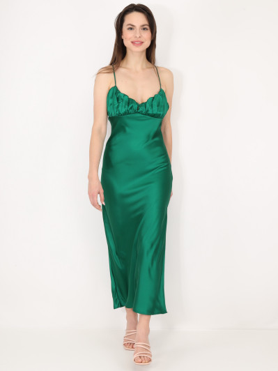 Robe satinée style corset froncé