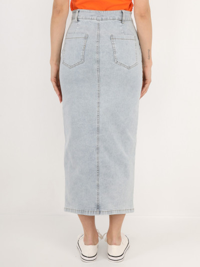 Jupe en jeans mi-longue et fendue