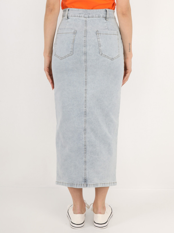 Jupe en jeans mi-longue et fendue