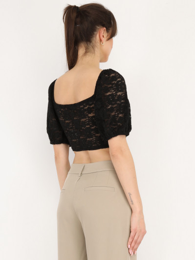 Corset dentelle à manches bouffantes