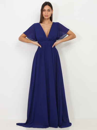 Robe longue à manches papillons