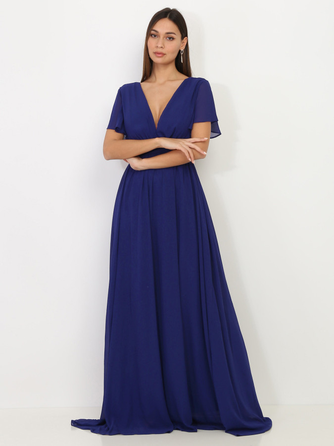 Robe longue à manches papillons