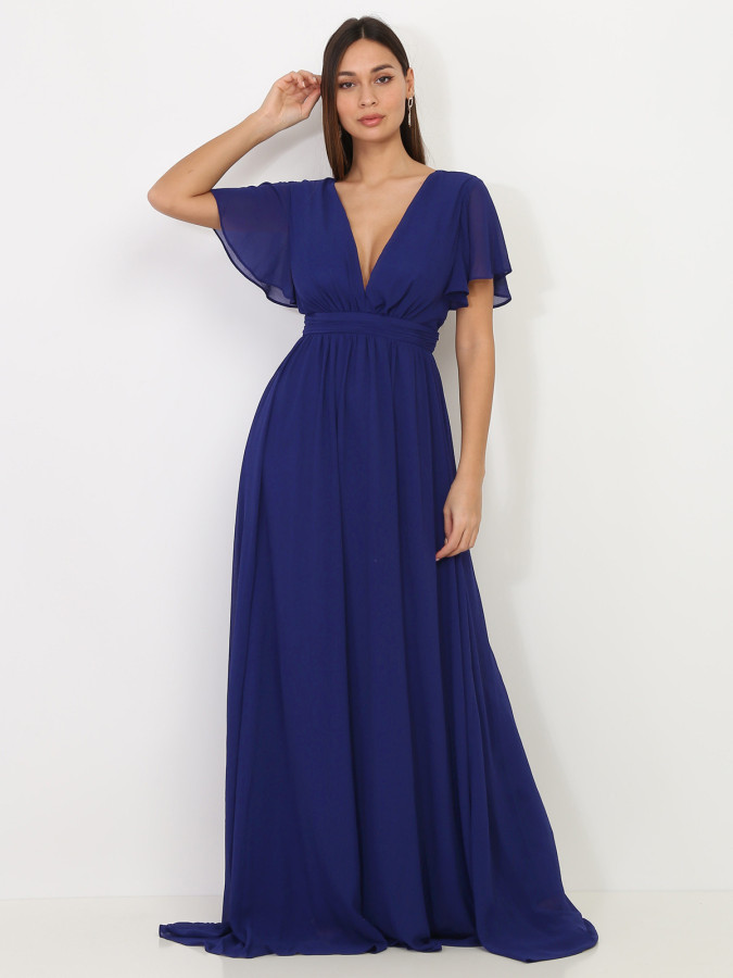 Robe longue à manches papillons