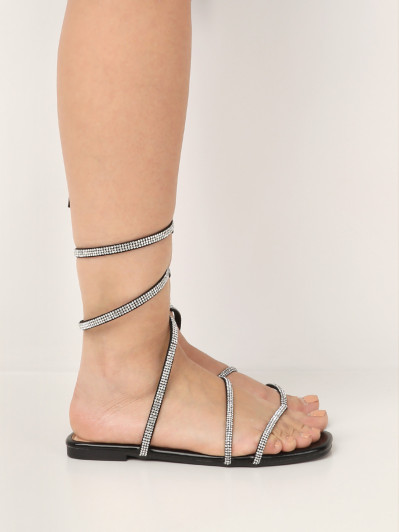 Sandales à bride accordéon en strass