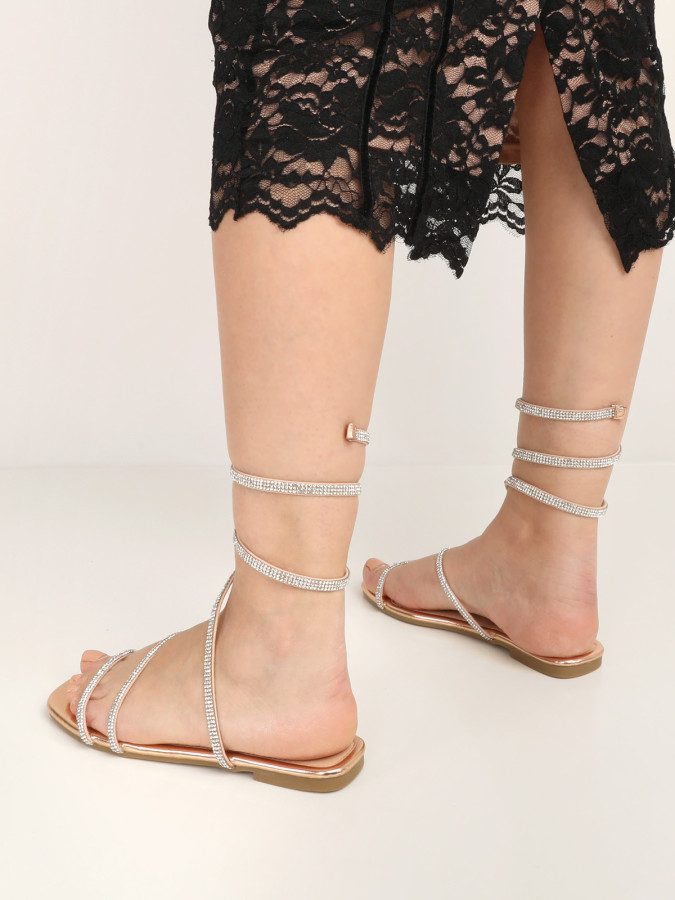 Sandales à bride accordéon en strass