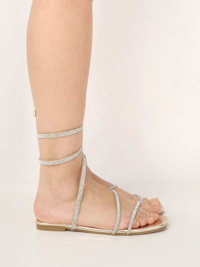 Sandales à bride accordéon en strass