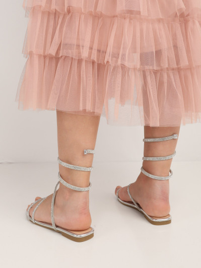 Sandales à bride accordéon en strass