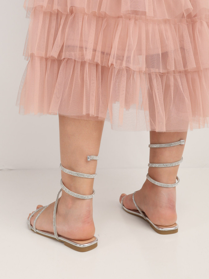 Sandales à bride accordéon en strass