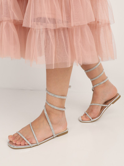 Sandales à bride accordéon en strass