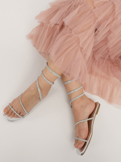 Sandales à bride accordéon en strass