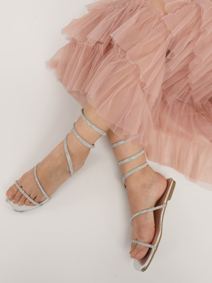 Sandales à bride accordéon en strass