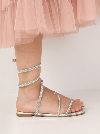 Sandales à bride accordéon en strass