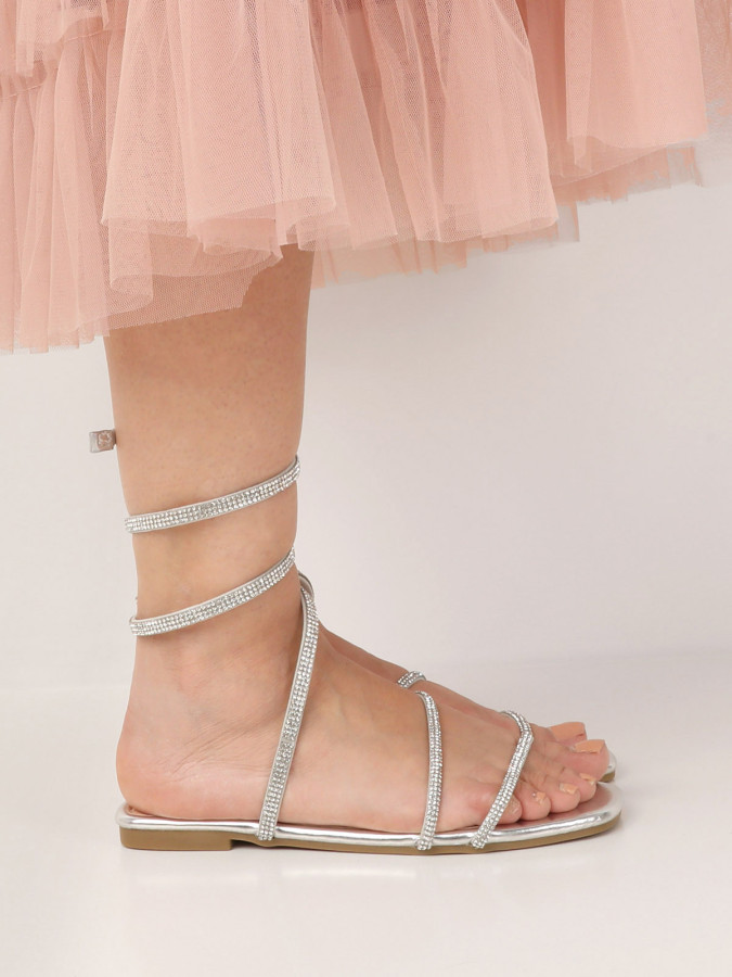 Sandales à bride accordéon en strass