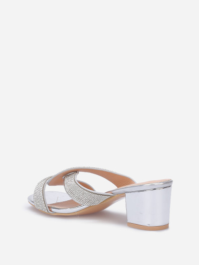Mules à brides croisées et strass grandes tailles