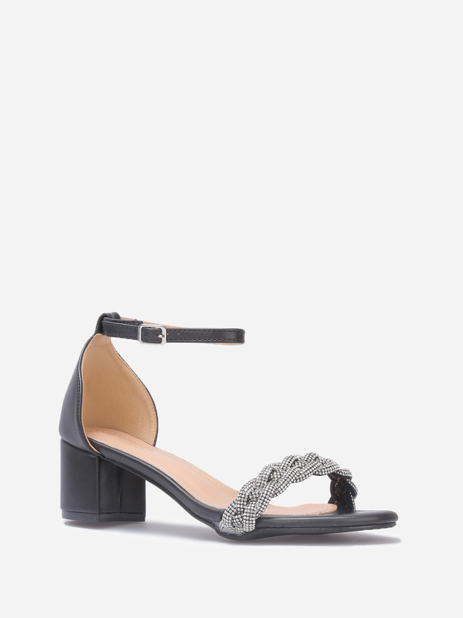 Sandales à bride tressée en strass