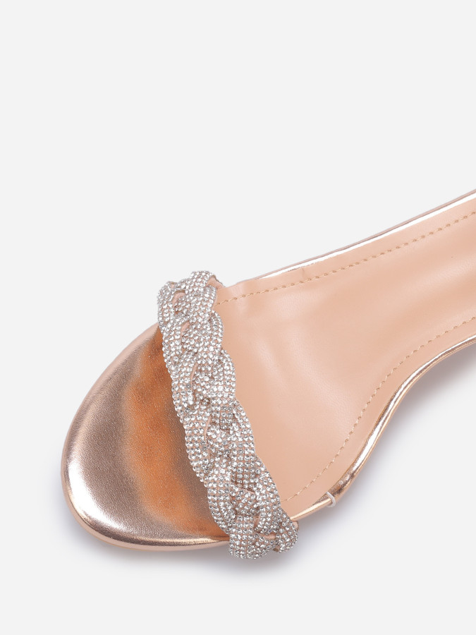 Sandales à bride tressée en strass