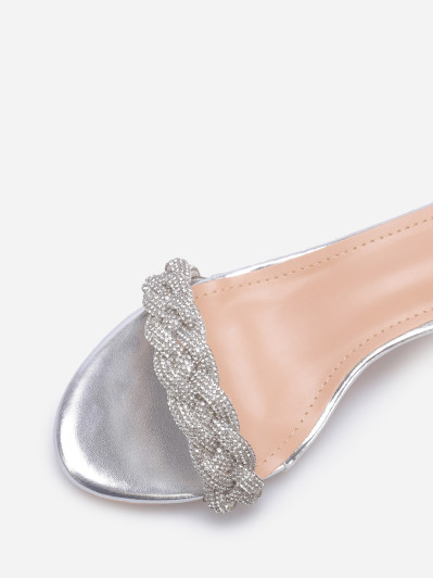 Sandales à bride tressée en strass