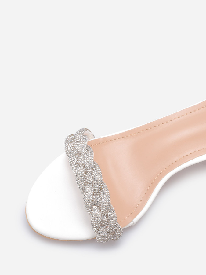 Sandales à bride tressée en strass