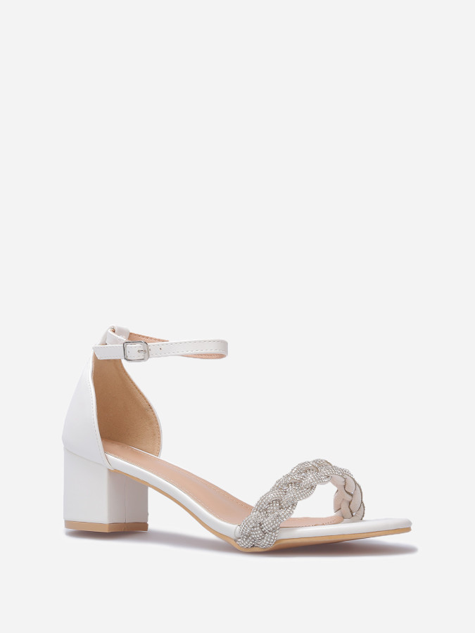 Sandales à bride tressée en strass