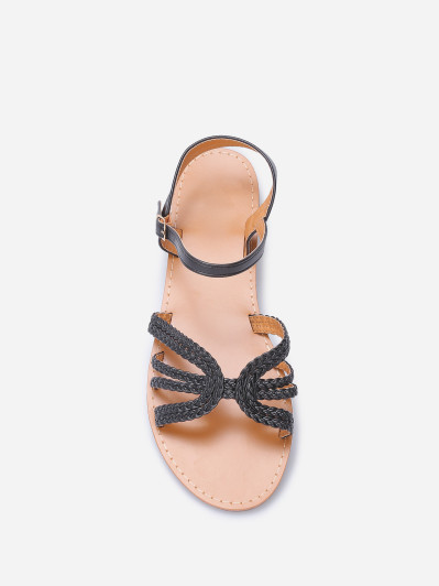 Sandales plates à brides tressées et croisées