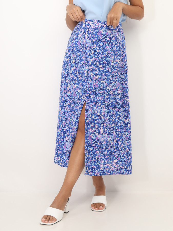 Jupe fendue à imprimé tacheté