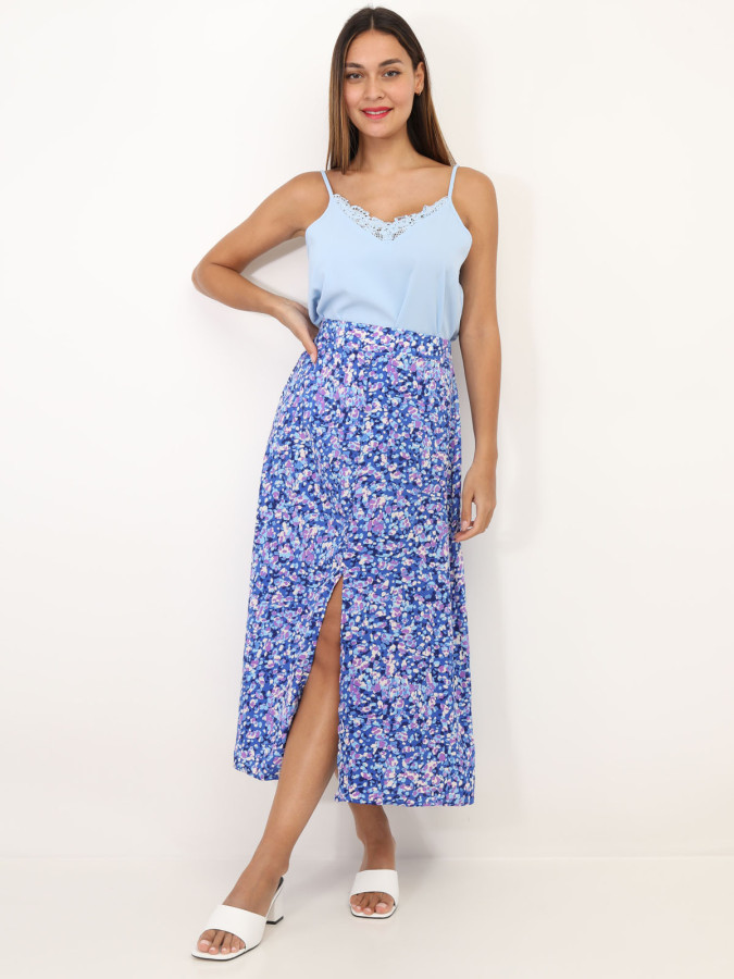 Jupe fendue à imprimé tacheté