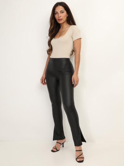 Legging fendu en similicuir