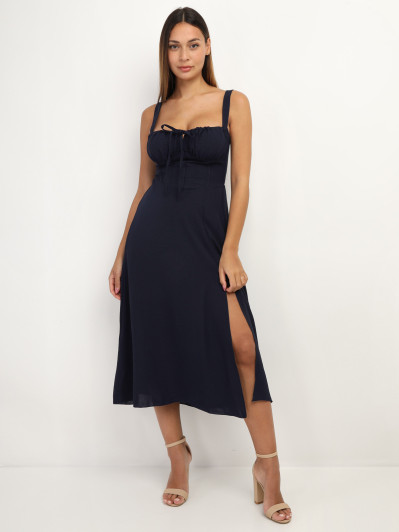 Robe corset mi-longue à fente