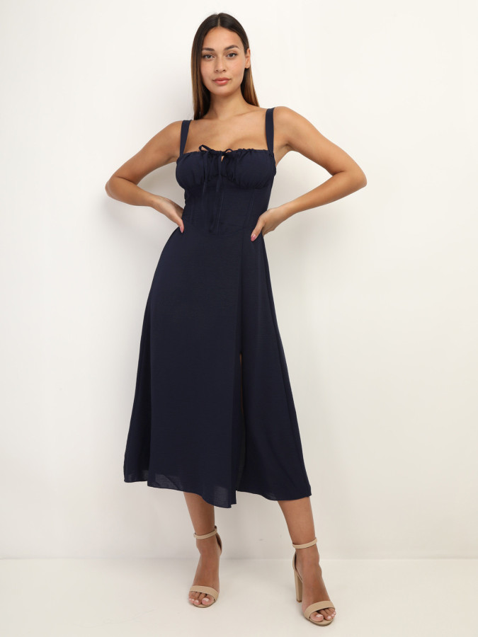 Robe corset mi-longue à fente