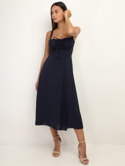 Robe corset mi-longue à fente