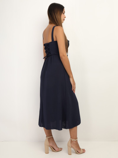 Robe corset mi-longue à fente