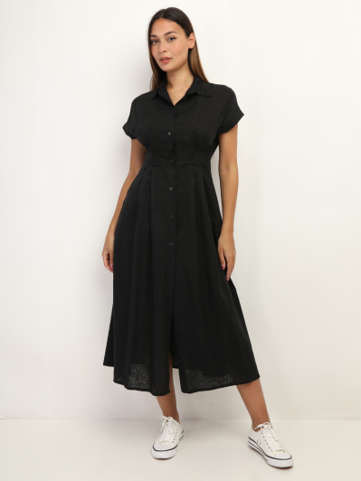 Robe en lin boutonnée à fente