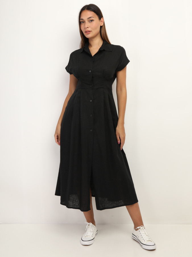 Robe en lin boutonnée à fente