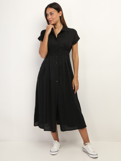 Robe en lin boutonnée à fente