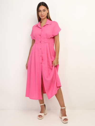 Robe en lin boutonnée à fente