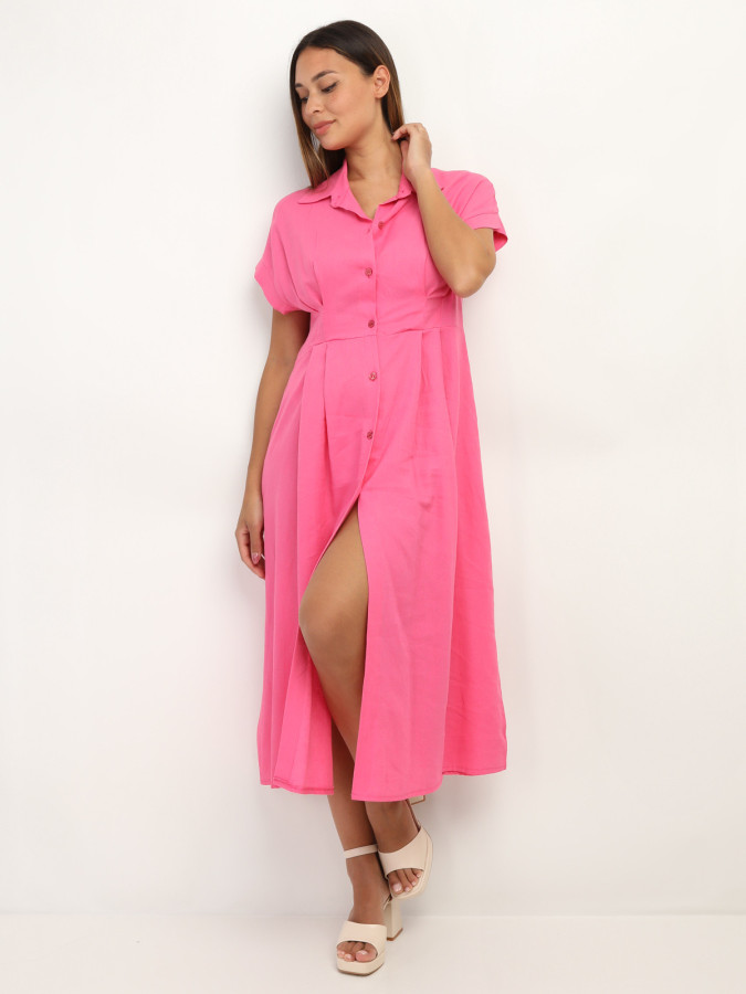 Robe en lin boutonnée à fente