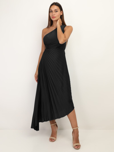 Robe cut-out et asymétrique plissée