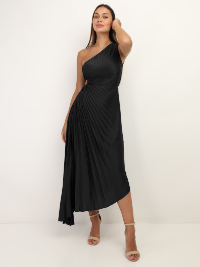 Robe cut-out et asymétrique plissée