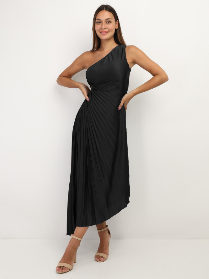 Robe cut-out et asymétrique plissée