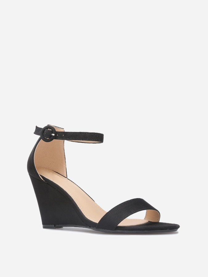 Sandales compensées en suédine