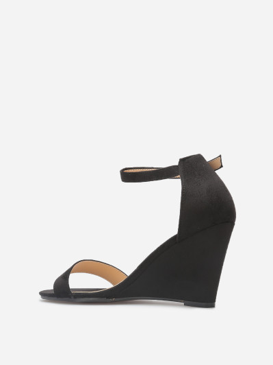 Sandales compensées en suédine