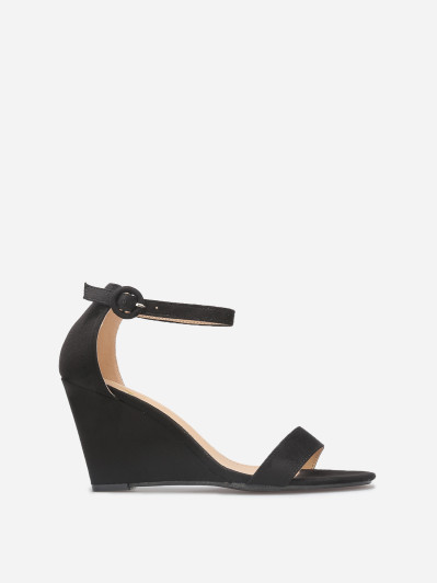 Sandales compensées en suédine