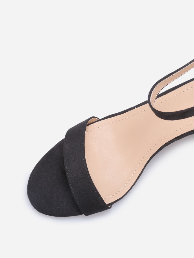 Sandales compensées en suédine