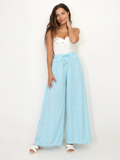 Pantalon plissé à motif floral