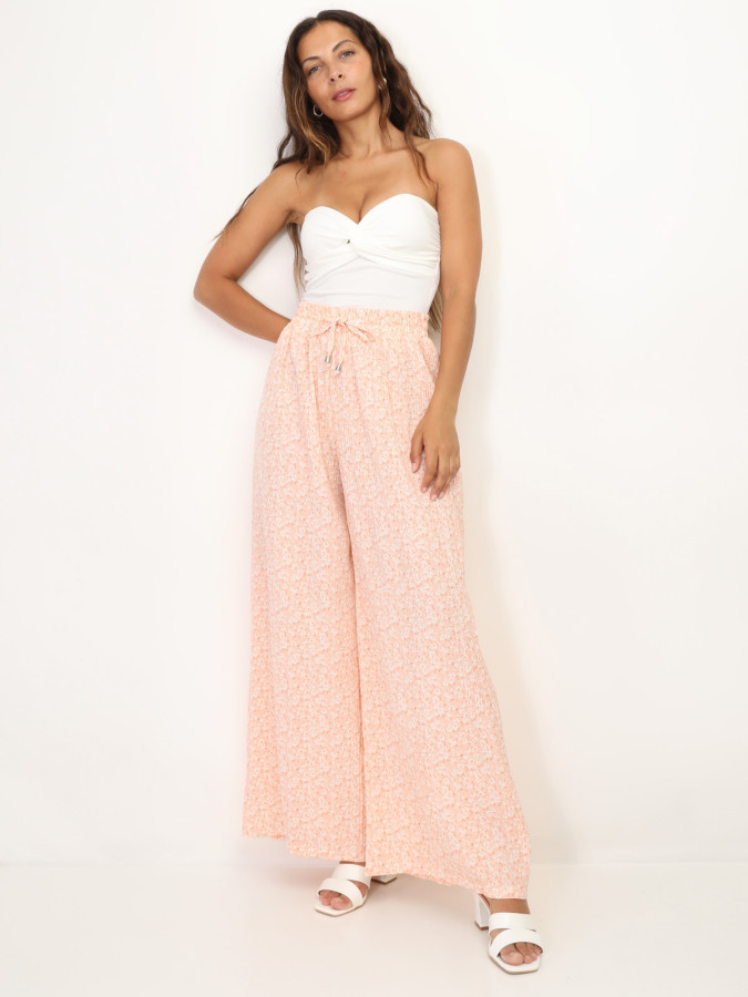 Pantalon plissé à motif floral