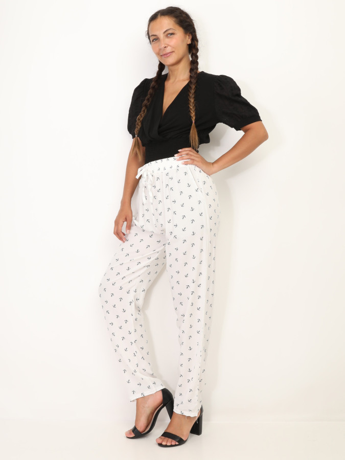 Pantalon léger à motifs ancres