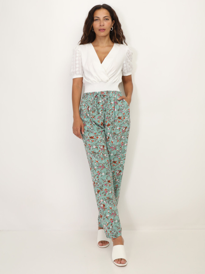 Pantalon léger à motif fleurs