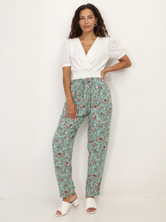 Pantalon léger à motif fleurs