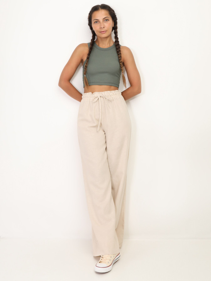 Pantalon en lin large à liens
