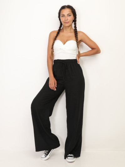 Pantalon en lin large à liens